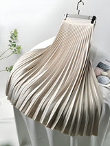 skirts : Annika | Jupe Longue Plissée Femme Taille Haute Élégante in Beige van Seroa