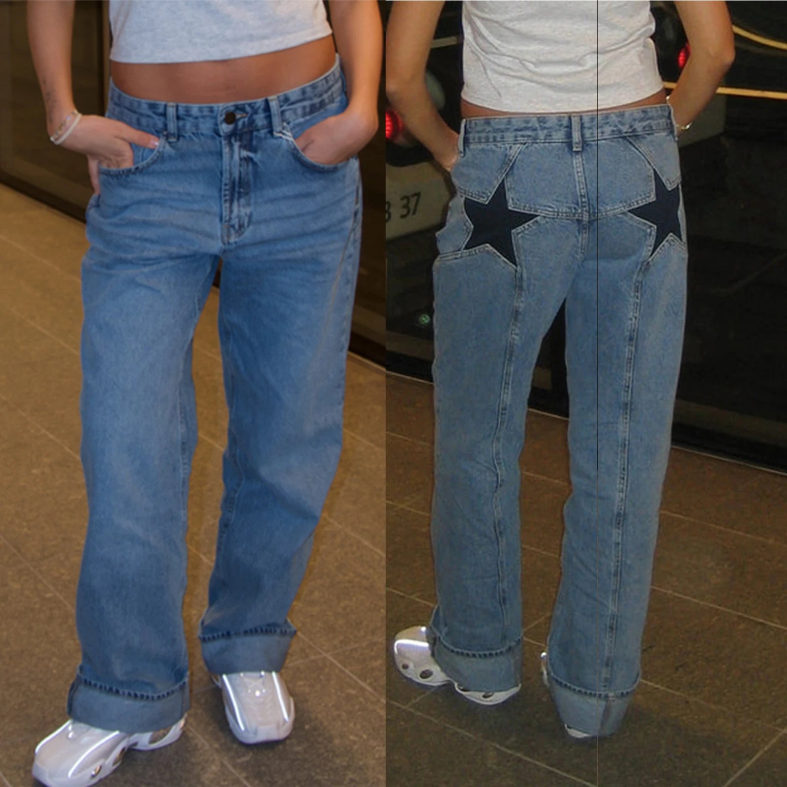 skirts : Jean Taille Basse avec Imprimé Étoiles in van Seroa