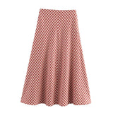 skirts : Emsie | Ensemble Femme 2 Pièces - Crop Top Ruché et Jupe Midi à Carreaux in Jupe van Seroa
