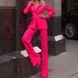 other : Valeria | Costume Femme Chic - Ensemble Tailleur avec Blazer Ajusté et Pantalon in Rose van Seroa