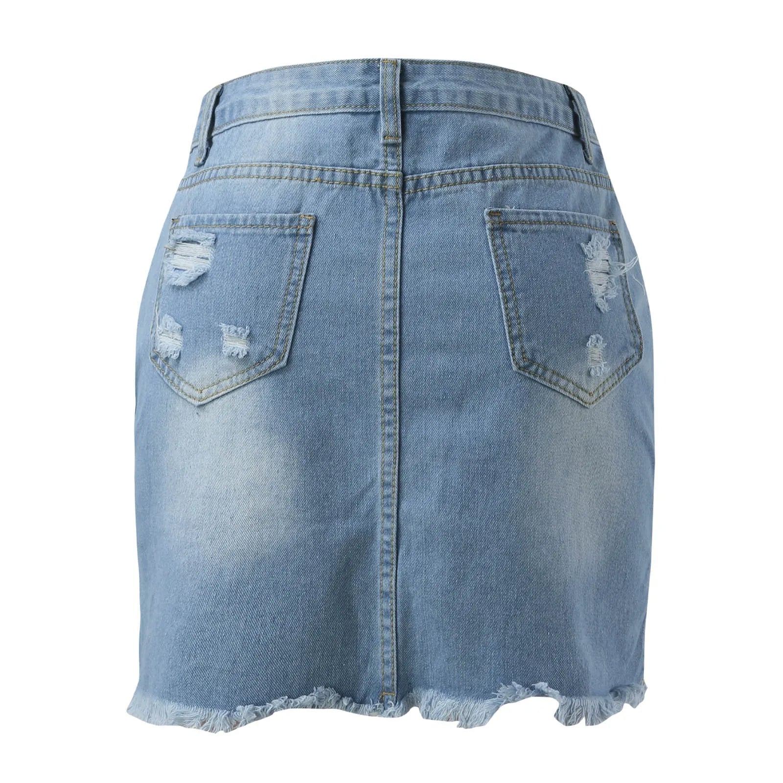 skirts : Daisy | Jupe Denim Détressée Femme Taille Haute in van Seroa