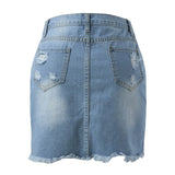 skirts : Daisy | Jupe Denim Détressée Femme Taille Haute in van Seroa