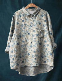 Blouse Femme Oversize Fleurie Lin Léger - Confort Vintage & Style