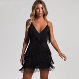 dresses : Gabriella – Robe glamour à franges style années 20 avec bretelles fines in van Seroa