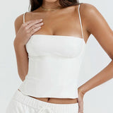 top blouses : Élégant Bustier Crop Top Vintage avec Bretelles Fines in van Seroa