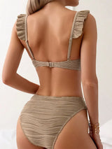 swimwear : Camille - Élégant Bikini avec Bretelles à Volants et Culotte Taille Haute in van Seroa