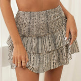 skirts : Natalie | Jupe Plissée Femme en Polyester Élégante in Café van Seroa