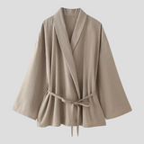 Kimono Élégant en Lin pour Femme avec Ceinture - Parfait pour l'Été et le Printemps