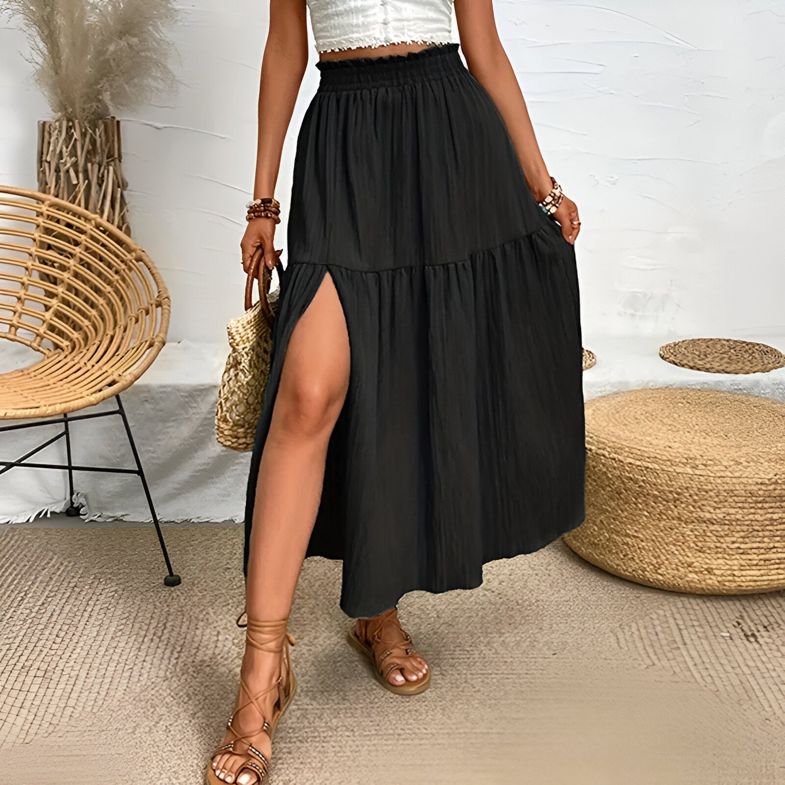 skirts : Nora | Jupe Longue Femme en Tissu Bohemian Taille Haute in van Seroa