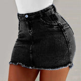 skirts : Irene | Jupe En Jean Femme Élégante Ajustée in Noir van Seroa