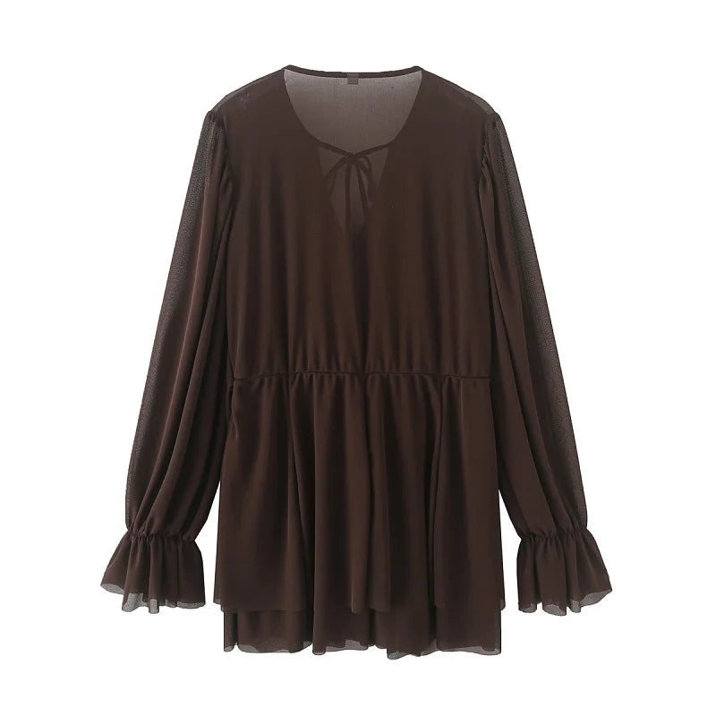 dresses : Marga | Robe Mini Femme en Tulle Plissé avec Volants in van Seroa