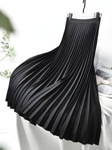 skirts : Annika | Jupe Longue Plissée Femme Taille Haute Élégante in Noir van Seroa