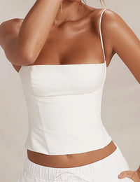 Vintage Bustier Crop Top mit dünnen Trägern für Damen
