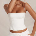 Vintage crop top z cienkimi ramiączkami dla kobiet
