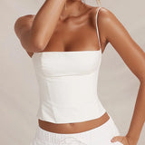 top blouses : Élégant Bustier Crop Top Vintage avec Bretelles Fines in van Seroa