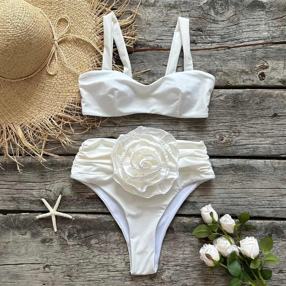 swimwear : Sanne – Bikini Luxueux avec Détail Fleuri et Bas Taille Haute in van Seroa