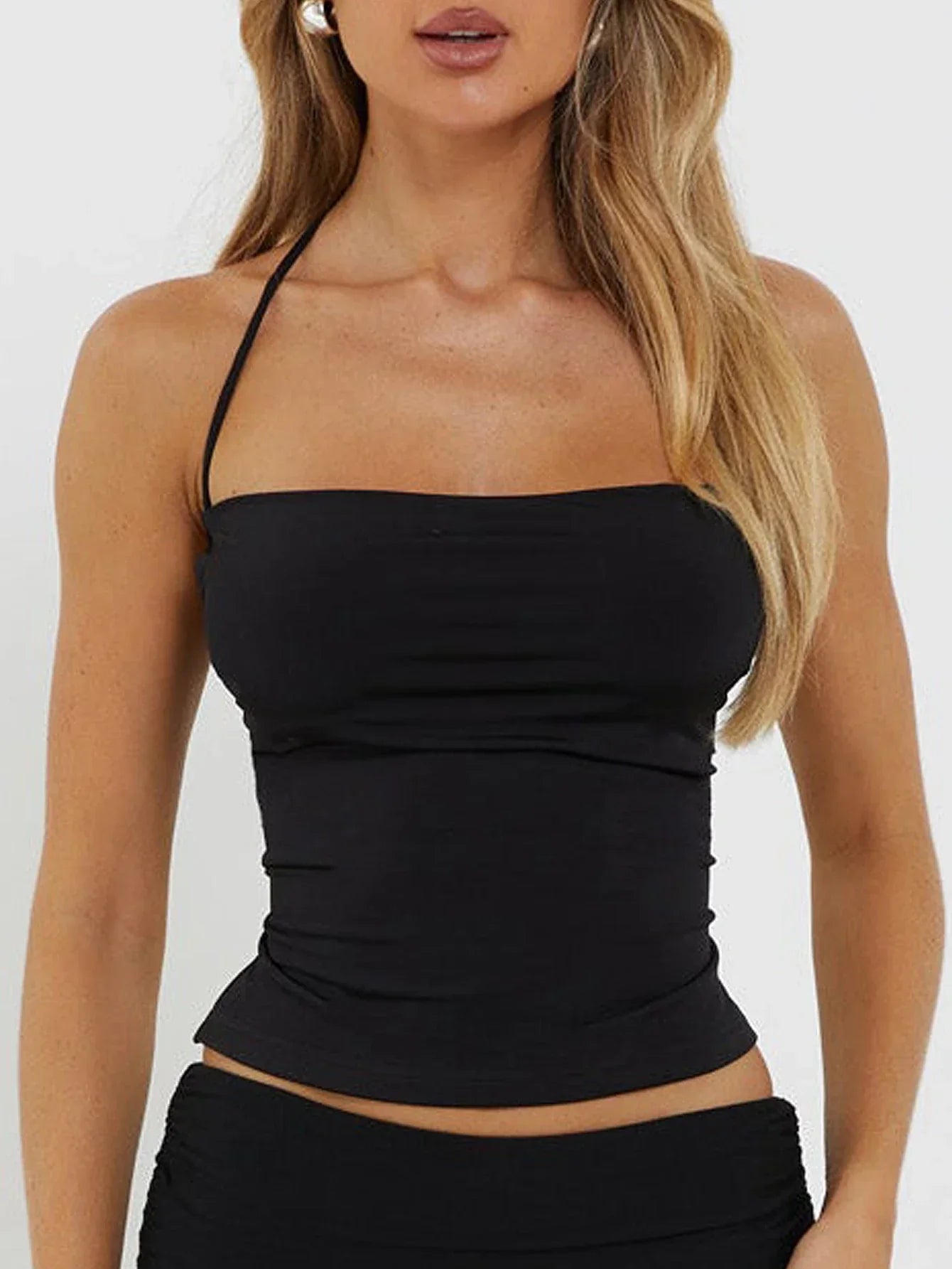 top blouses : Valentina - Haut Court Sexy Dos Nu avec Dos Ouvert et Laçage in van Seroa