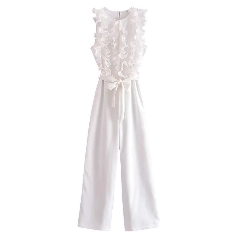 dresses : Anna | Combinaison Femme Chic à Volants Sans Manches in Blanc van Seroa