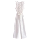dresses : Anna | Combinaison Femme Chic à Volants Sans Manches in Blanc van Seroa