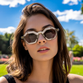 Damskie okrągłe okulary przeciwsłoneczne w panterkę vintage, ochrona
