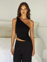 top blouses : Isabella - Haut Asymétrique Stylé à Une Épaule avec Dos Ouvert in van Seroa