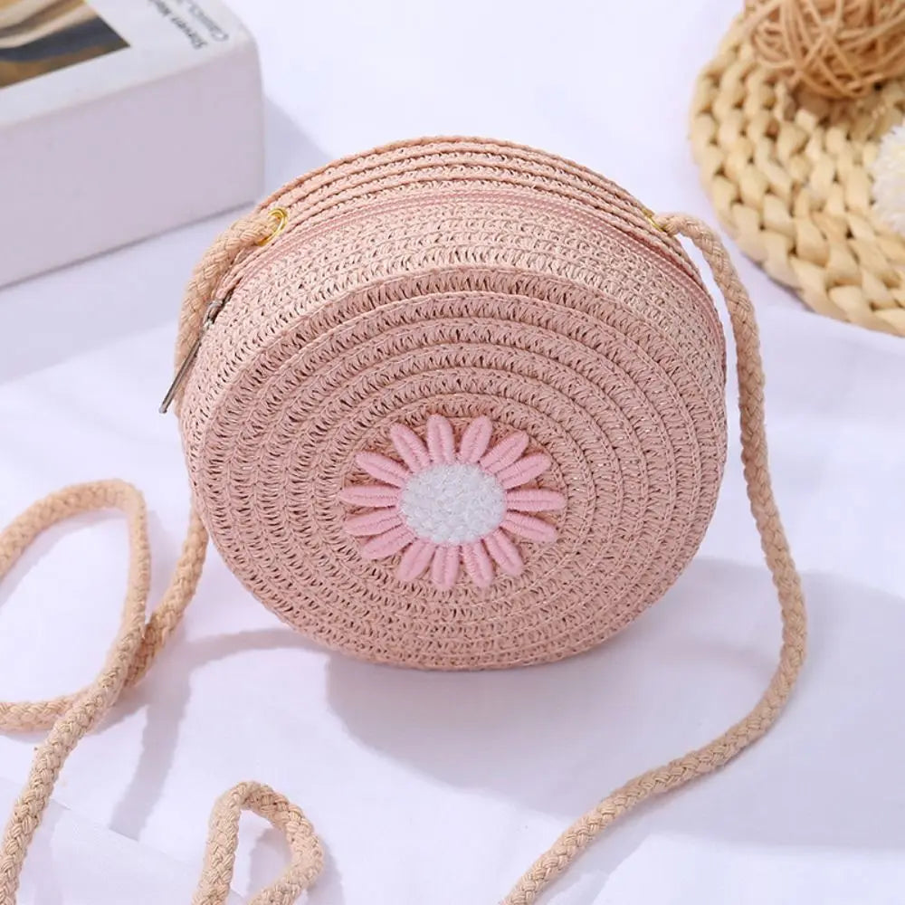 Sacs à main : Tina | Sac Femme en Osier Tissé à la Main Multicolore in Rose van Seroa