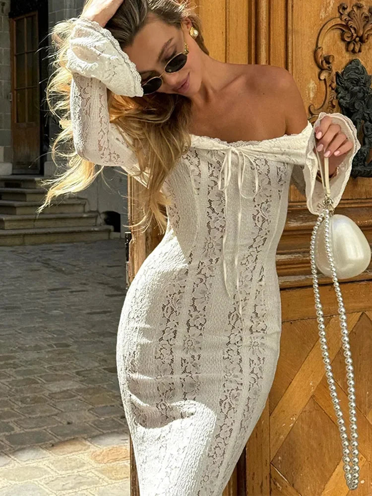 dresses : Seroa Robe élégante en tricot à manches longues in van Seroa
