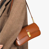 Luxuriöse schwarze Baguette-Handtasche aus echtem Leder Damen, elegant und kompakt