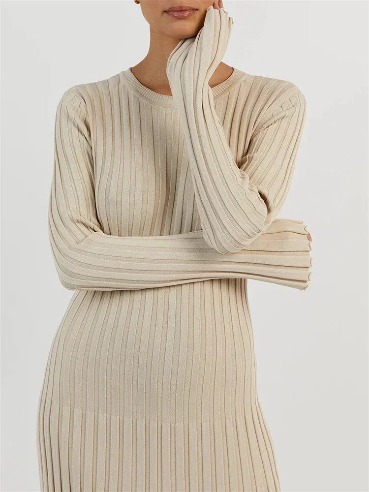 dresses : Lena – Robe Maxi Stylée en Maille avec Manches Longues in van Seroa