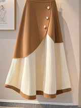 skirts : Ruth | Jupe Longue Femme en Tricot Kaki Élégante in van Seroa