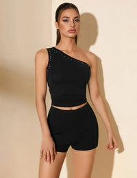 Ensemble Tendance Asymétrique Avec Détails En Strass Femme