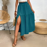 skirts : Nora | Jupe Longue Femme en Tissu Bohemian Taille Haute in Bleu van Seroa