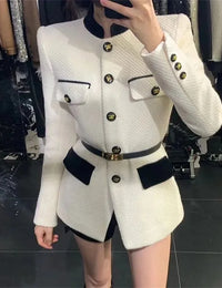 Blazer Classique Luxueux avec Ceinture à la Taille Femme