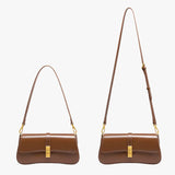 Luxuriöse schwarze Baguette-Handtasche aus echtem Leder Damen, elegant und kompakt