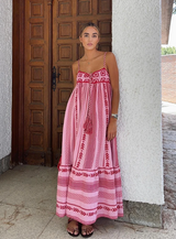 dresses : Lina – Robe longue bohème fluide brodée in van Seroa