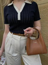 top blouses : Sophie - Top Polo Stylé en Maille à Rayures in van Seroa