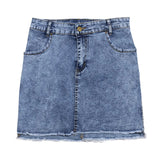 skirts : Irene | Jupe En Jean Femme Élégante Ajustée in Bleu Clair van Seroa