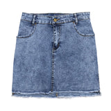 skirts : Irene | Jupe En Jean Femme Élégante Ajustée in Bleu Clair van Seroa