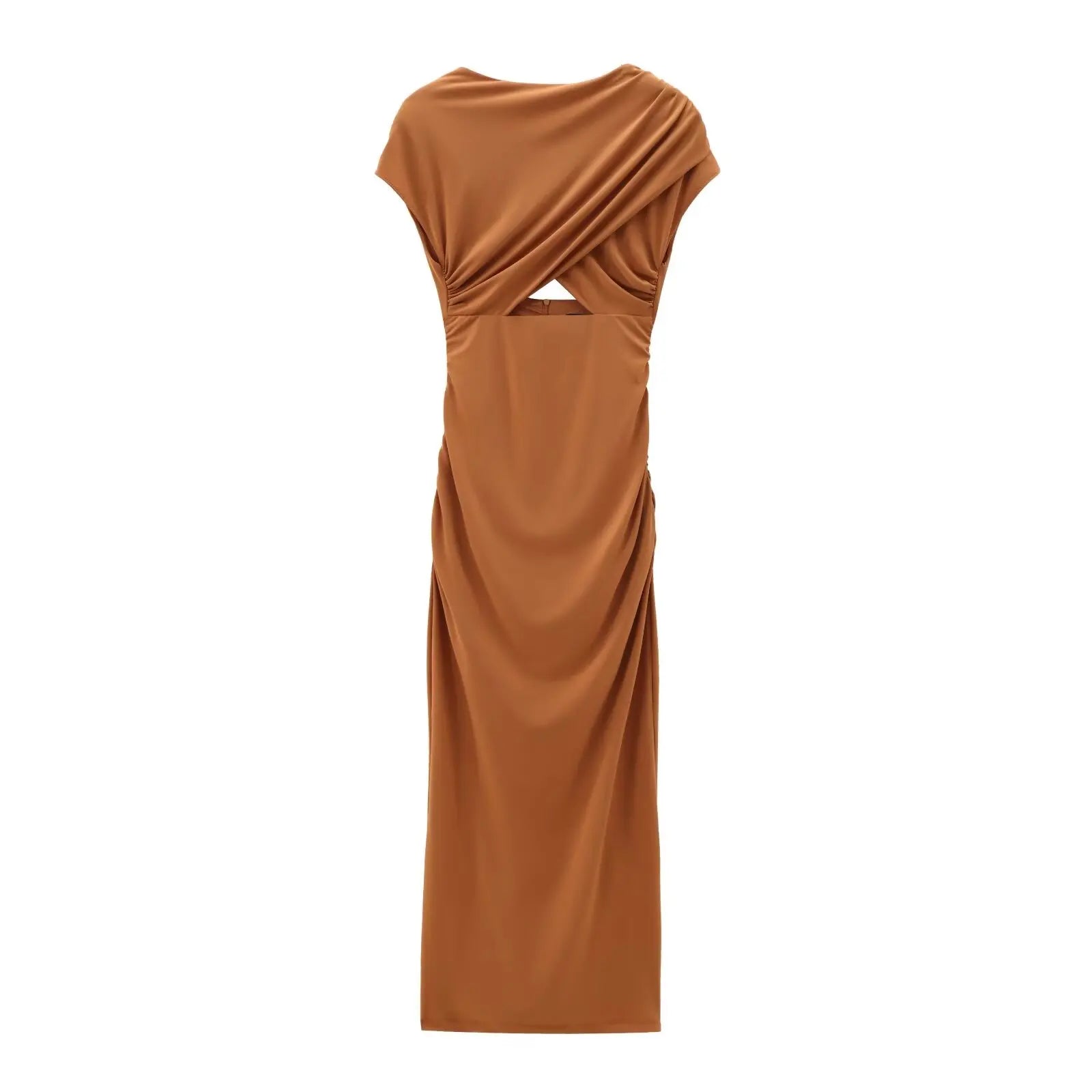 dresses : Isabelle - Robe de Cocktail Chic avec Drapé et Décolleté en V in Rouge coral van Seroa