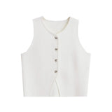 top blouses : Sophie - Gilet Ajusté Sans Manches avec Fermeture à Boutons in van Seroa