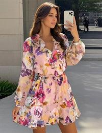 Robe d'Été Femme Mini Fleurie à Volants dresses