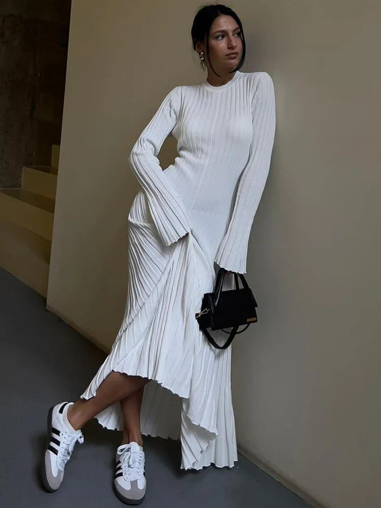 dresses : Lena – Robe Maxi Stylée en Maille avec Manches Longues in van Seroa