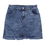 skirts : Irene | Jupe En Jean Femme Élégante Ajustée in Bleu Foncé van Seroa