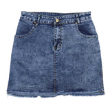 skirts : Irene | Jupe En Jean Femme Élégante Ajustée in Bleu Foncé van Seroa