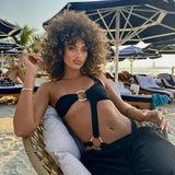 swimwear : Maria - Sexy Maillot de Bain Asymétrique à Découpes avec Anneaux Dorés in van Seroa