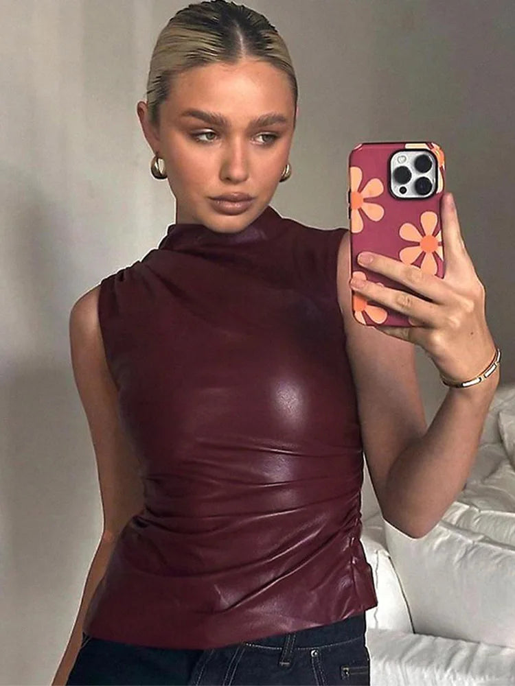 top blouses : Débardeur vintage sans manches à la coupe ajustée in van Seroa
