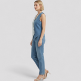 Sophie - Blouse Chic Sans Manches avec Boutons Asymétriques