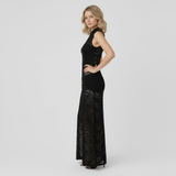 Lara – Robe de Soirée Élégante en Dentelle Transparente avec Fente Haute