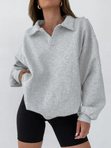Sweat Femme Col Polo Décontracté 1