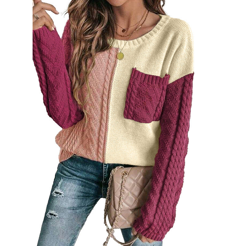 Sweatshirt Femme Capuche Colorblock Décontracté 2